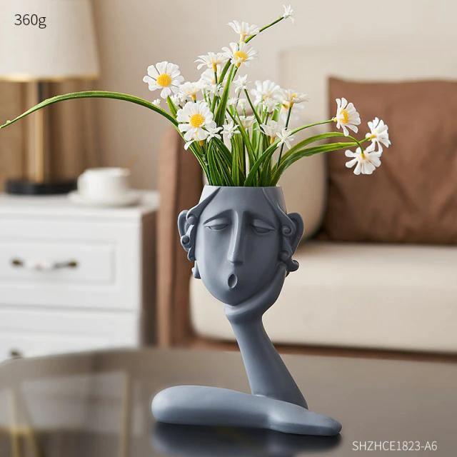 Blumentopf-Skulpturen-Trio „Emotionale Gesichter“
