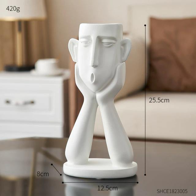 Blumentopf-Skulpturen-Trio „Emotionale Gesichter“