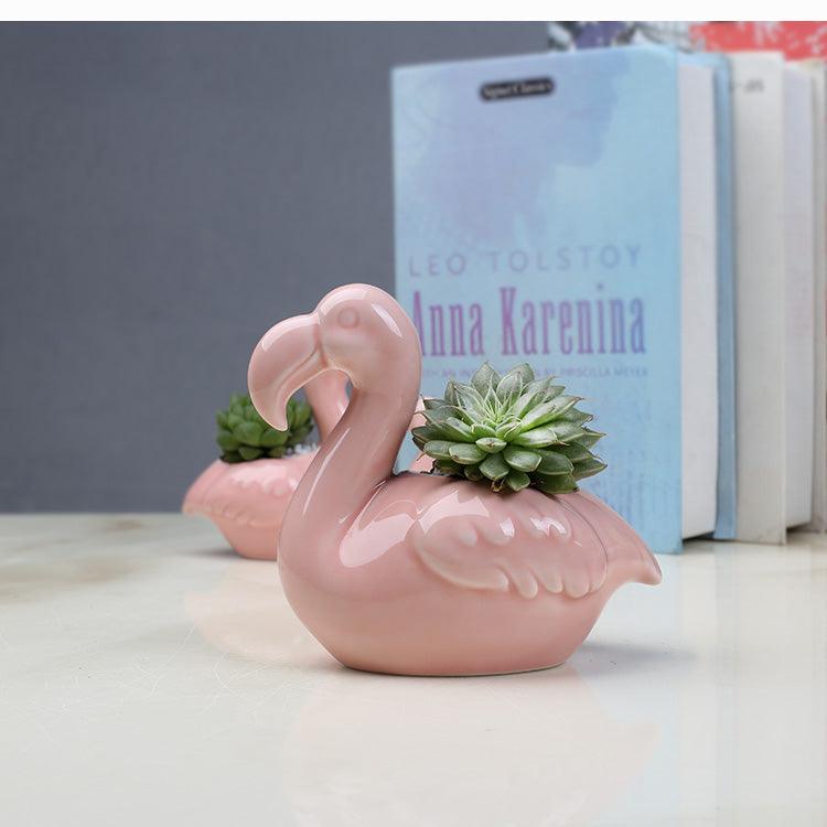 2er-Set Pink Flamingo Sukkulenten-Pflanzgefäße