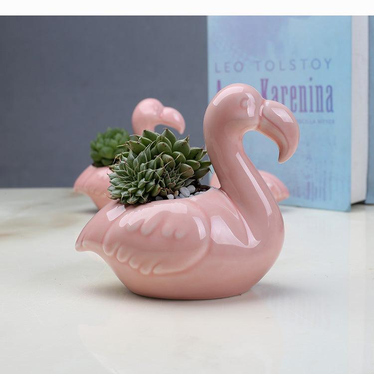 2er-Set Pink Flamingo Sukkulenten-Pflanzgefäße