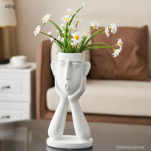 Blumentopf-Skulpturen-Trio „Emotionale Gesichter“