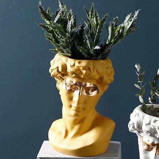 Vase Statue Pot de Fleurs Buste de David en Céramique