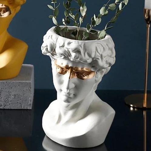 Vase Statue Pot de Fleurs Buste de David en Céramique