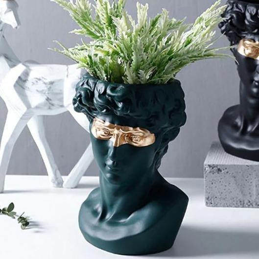 Vase Statue Pot de Fleurs Buste de David en Céramique