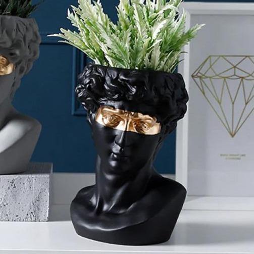 Vase Statue Pot de Fleurs Buste de David en Céramique
