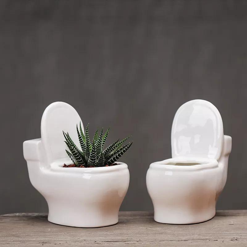 Pot de fleurs en céramique fait main pour plantes grasses (WC)
