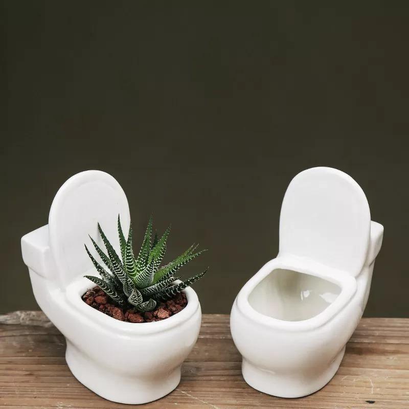 Pot de fleurs en céramique fait main pour plantes grasses (WC)
