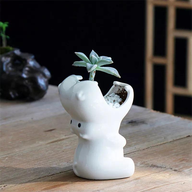 Pot de fleurs en céramique Hippo mordeur pour plantes grasses