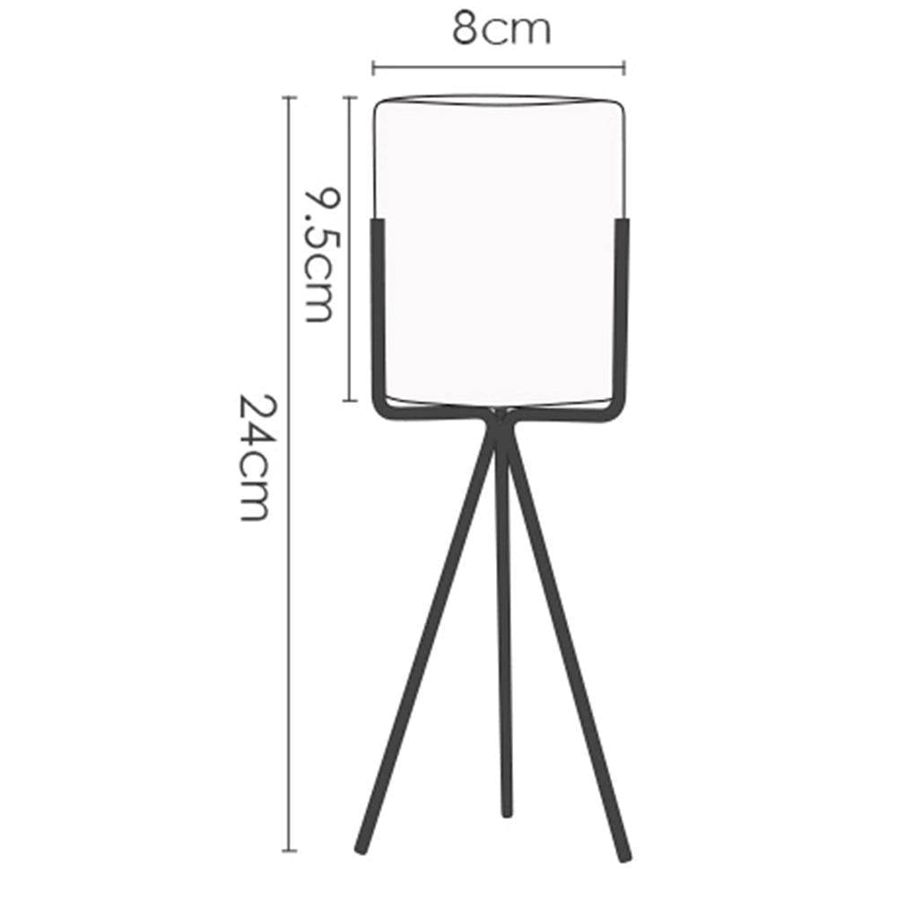 Longue jardinière de table en céramique avec support géométrique en fer