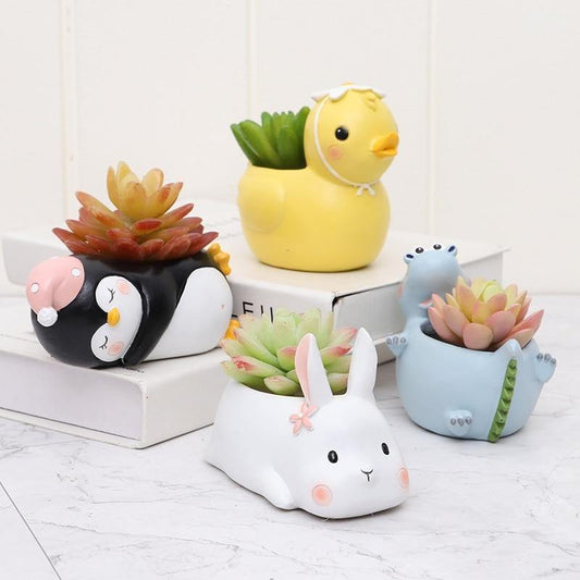 Jardinière succulente animaux paresseux