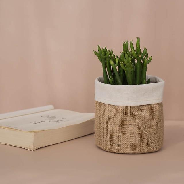 Panier Jardinière en Tissu Rustique
