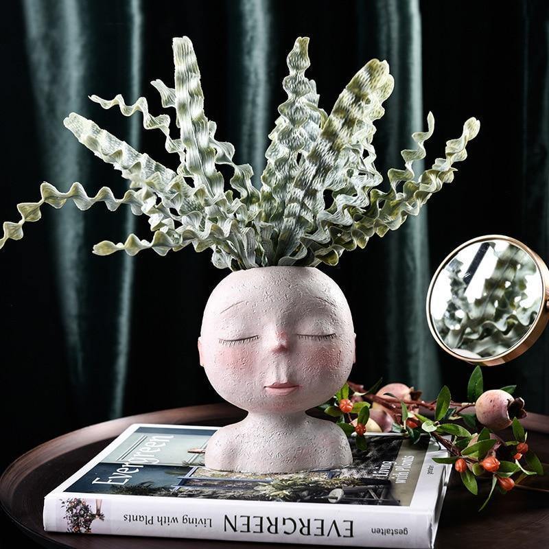 Vase à planter « Visage endormi, rêve paisible »