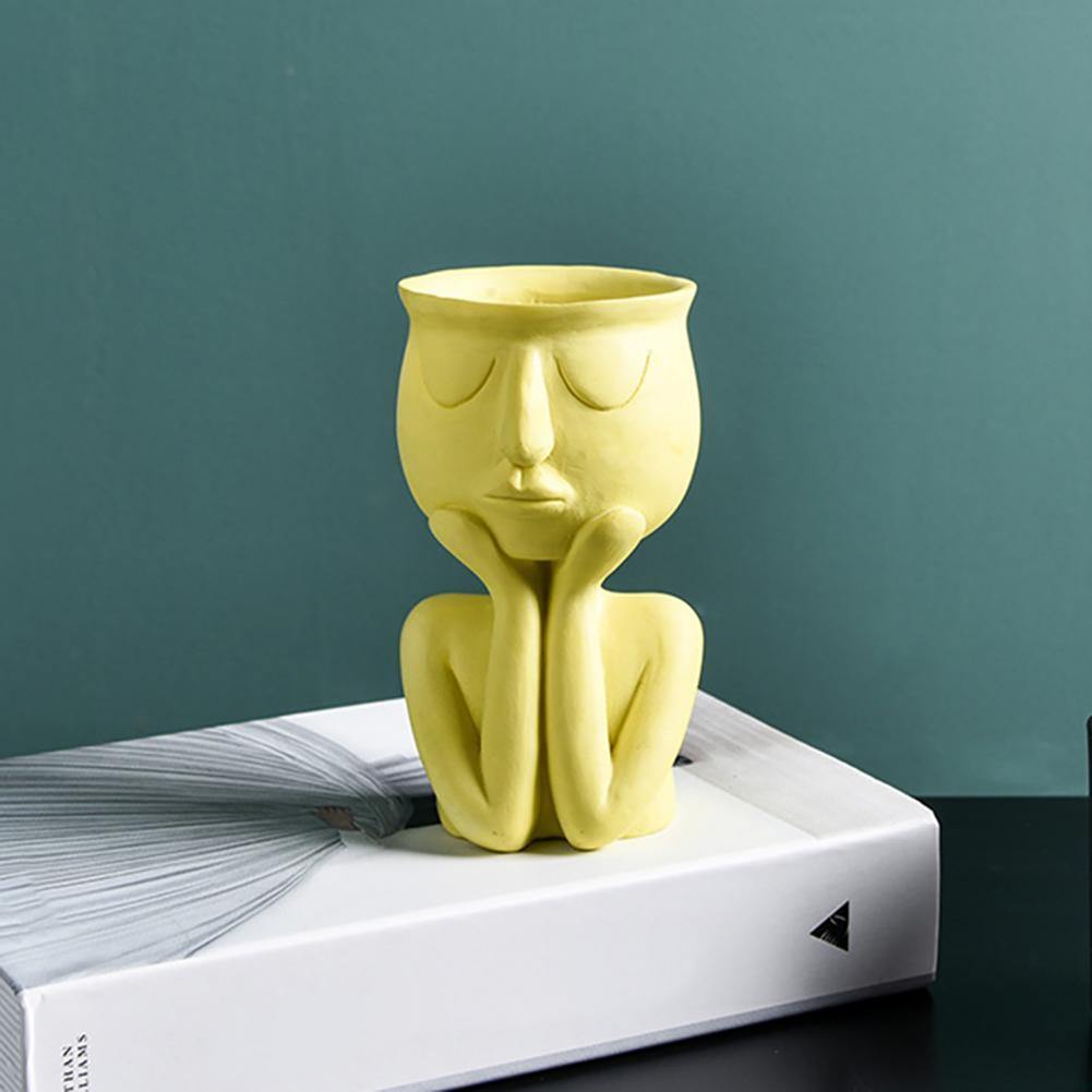 Keramik-Pflanzgefäß mit Cupping-Gesicht und Ablage